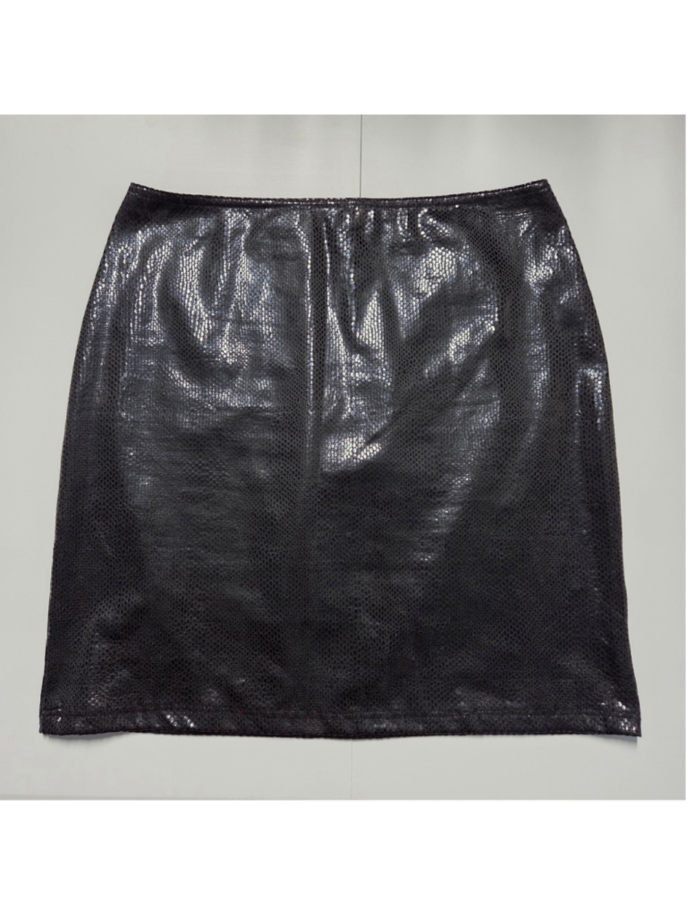 Muse Black Snakeskin Mini Skirt 4 Faux Leather Reptile Animal Print Made USA